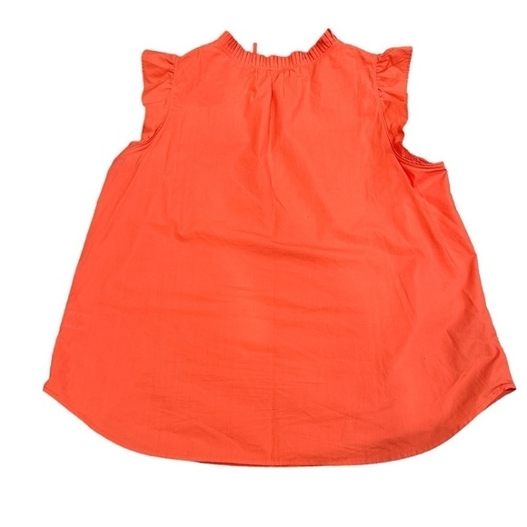 Talbots Smocked Ruffle Split-Neck Shell Shirt Size XL Orange - Picture 2 of 4